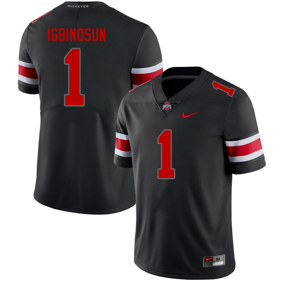 Ohio State Buckeyes #1 Davison Igbinosun College Football Jerseys Stitched Sale-Blackout